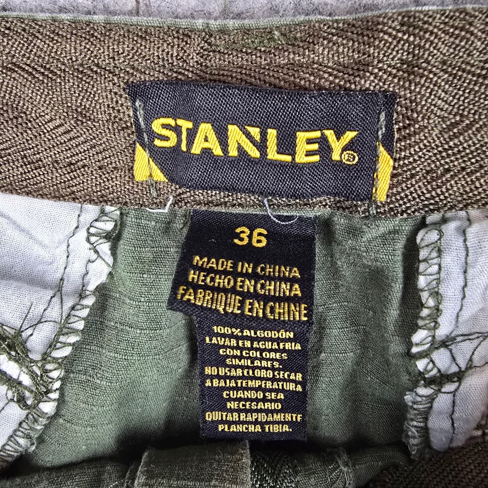 Stanley Cargo Shorts Mens 36 Olive Green Relaxed Fit Ripstop Utility Workwear - Picture 3 of 9